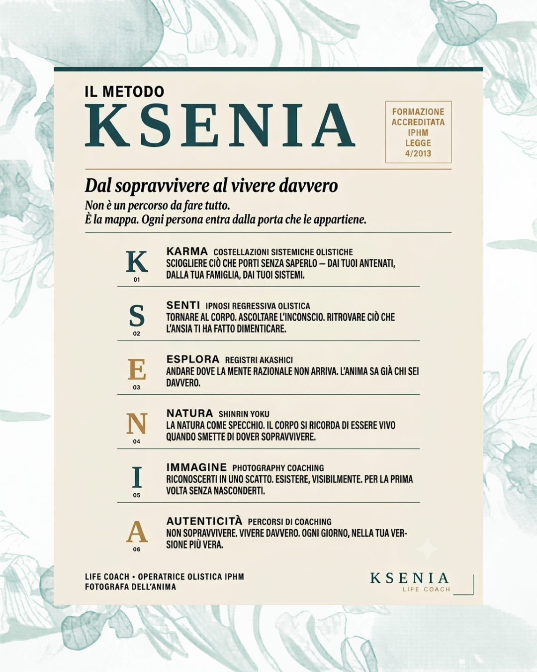 Locandina “Il metodo Ksenia” di Ksenia Life Coach